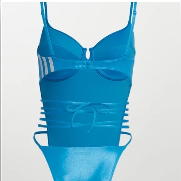 Rare!!!  IVY PARK adidas metallic glitter aqua turquoise teal swimsuit s… - Picture 9 of 10